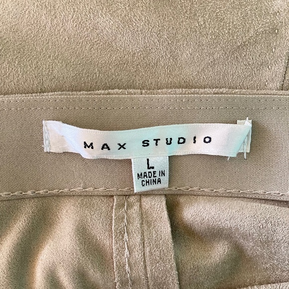 Women’s Max Studio tan suede pencil style knee length skirt with elastic waist - Picture 4 of 6
